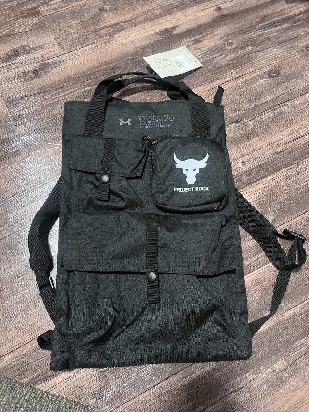 NWT Under Armour Project Rock Black Backpack with Front Pockets